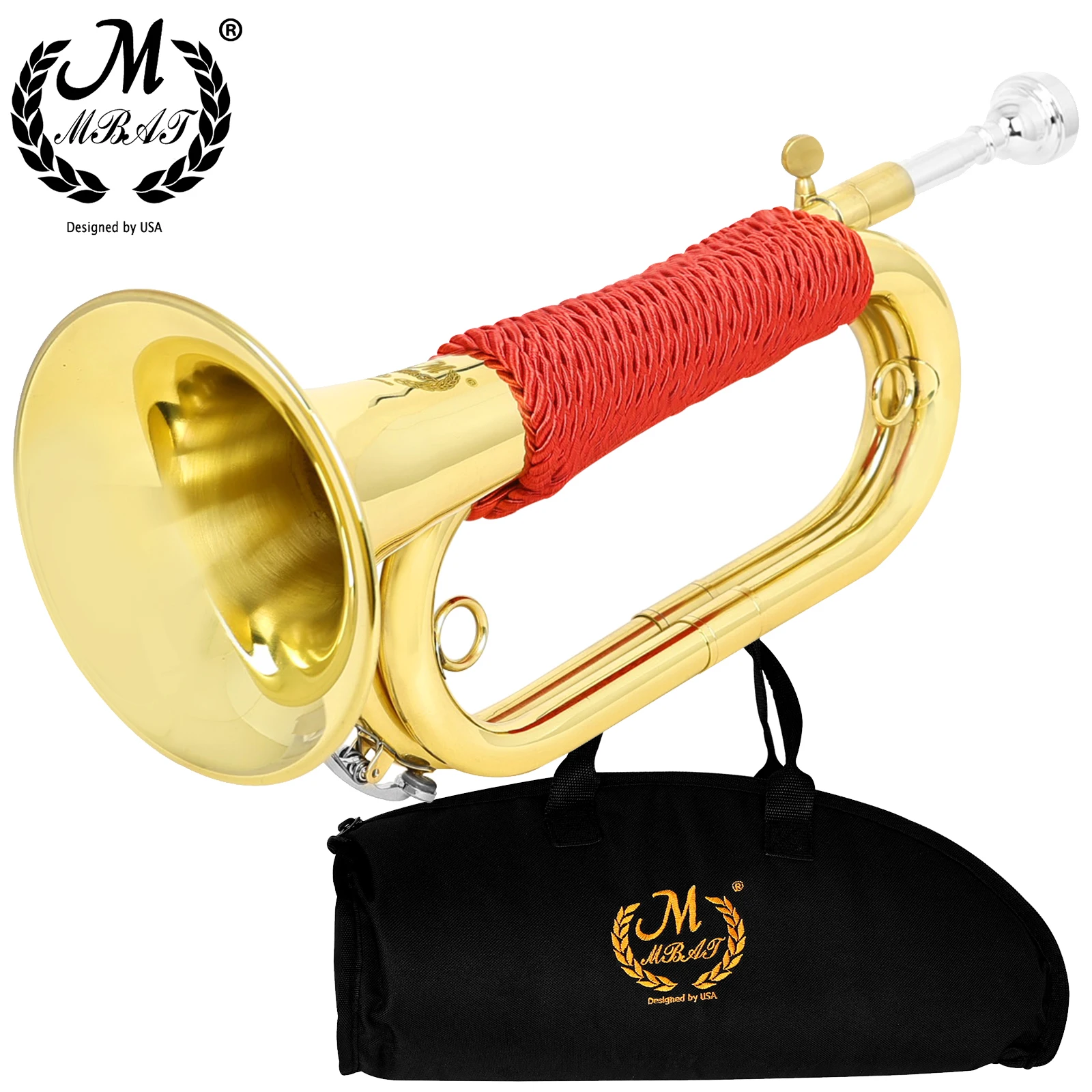 

M MBAT Bugle Spanish Flugelhorn Copper Marching Flugelhorn Horn Brass Musical Instrument Trumpet with Bag Mouthpiece