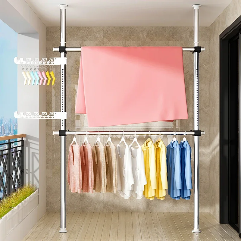 Wall Clothes Hanger Large Couple Wardrobe Hall Rack Clothing Shelf Racks Extension Dress Boutique Designer Furniture Steel