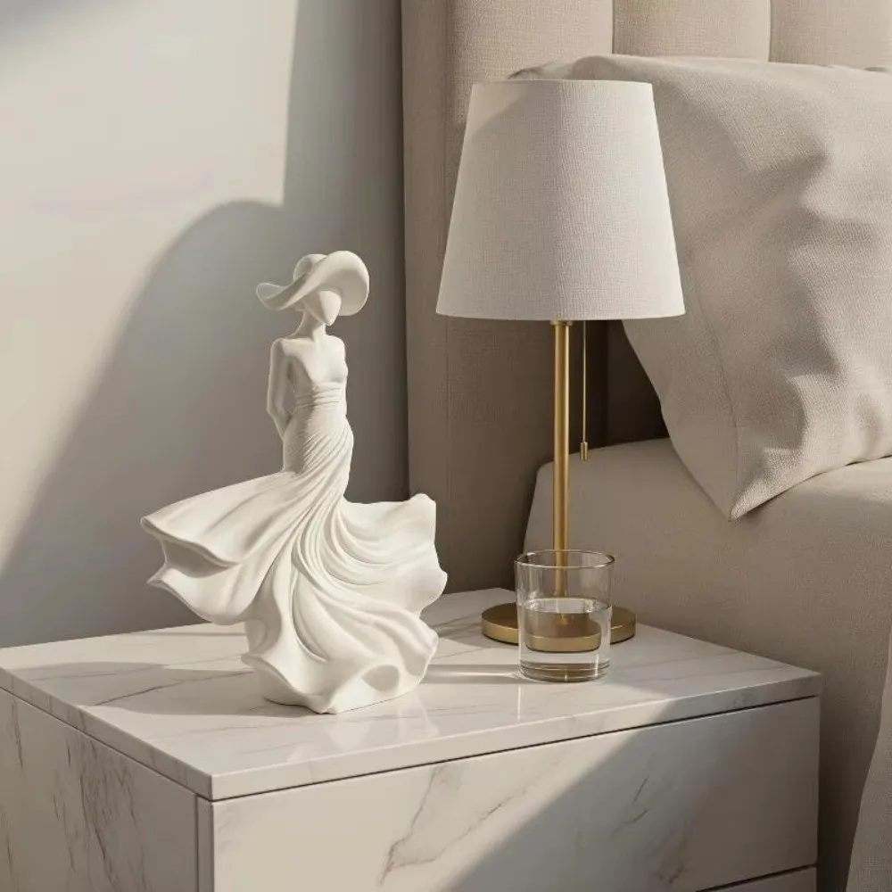Simple 3D Printed Dancing Lady Statue Home Decor Flowing Skirt Girl Sculpture Elegant Desktop Ornaments Table
