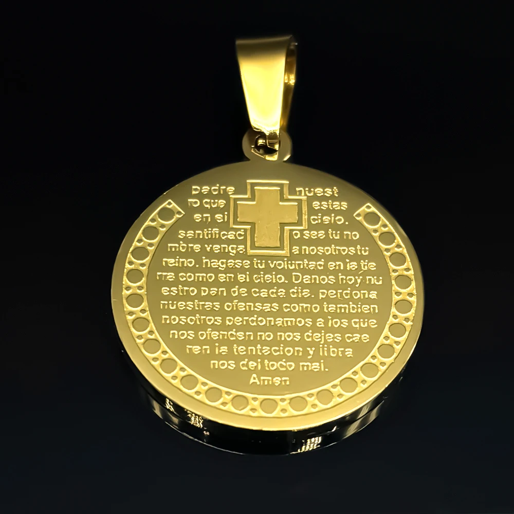 3PC The Lord\'s Prayer God Cross Bible Pendants for Women Men Stainless Steel Gold Silver Color Catholicism Medal DIY Jewelry