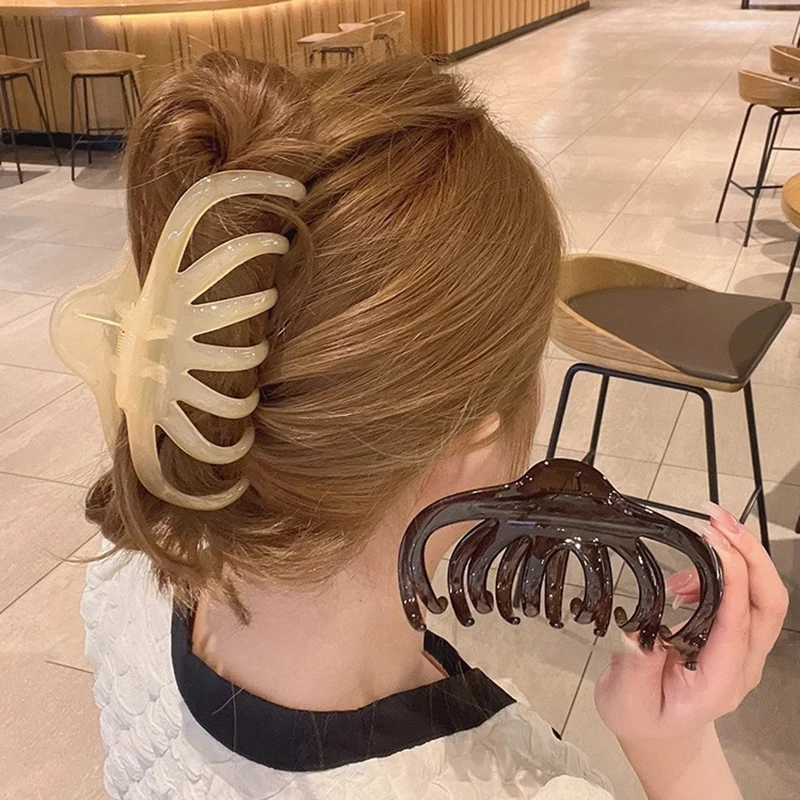 Koreaanse Vrouwen Meisjes Plastic Haarklauwen Haarclips Hoofddeksels Grote Maat Haarspeld Krab Barrette Mode Ornament Haaraccessoires