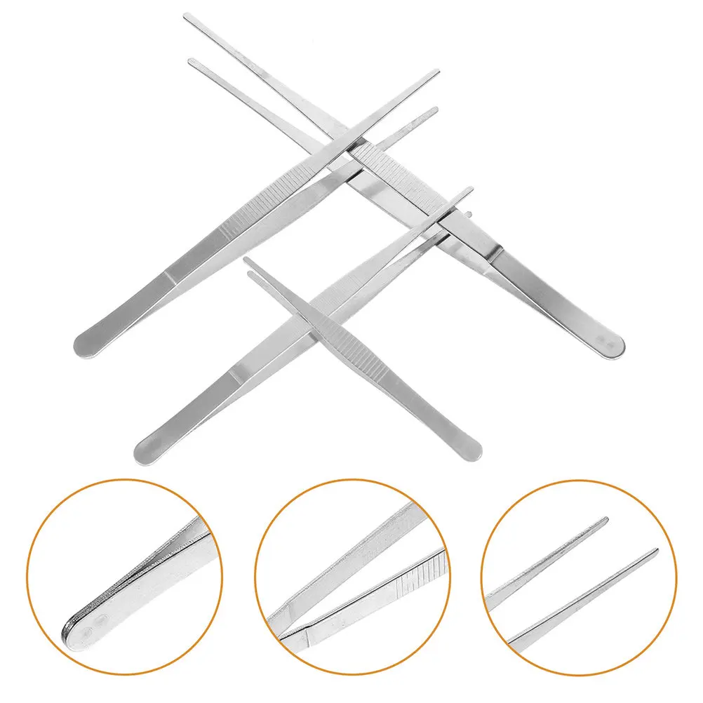 4Pcs Stainless Steel Tweezers Garden Tool Ergonomic Compact Design Multi-Functional Planting Tweezers for Gardening Bonsai
