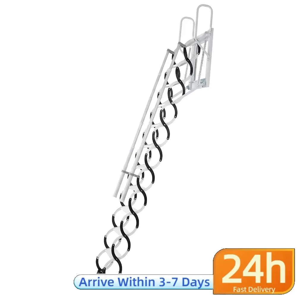 

Выдвижная телескопическая лестница-стремянка 9/11 ступеней, невидимая, настенная, для мансарды, кладовой, подвала