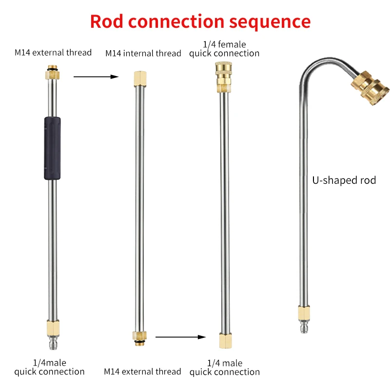 Car Wash Accessories 38cm Extension Rod and Nozzle For High Pressure Washer Water Gun M14 1/4 Quick Connection For Car Cleaning