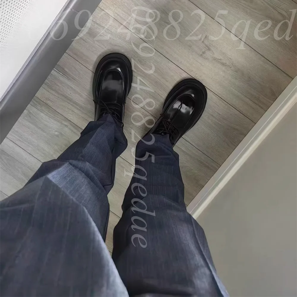 

Chunky Sole Lace-Up Dress Shoes, Polished Formal Oxfords Comfortable Stylish Footwear, Classic Business Casual Design for Men