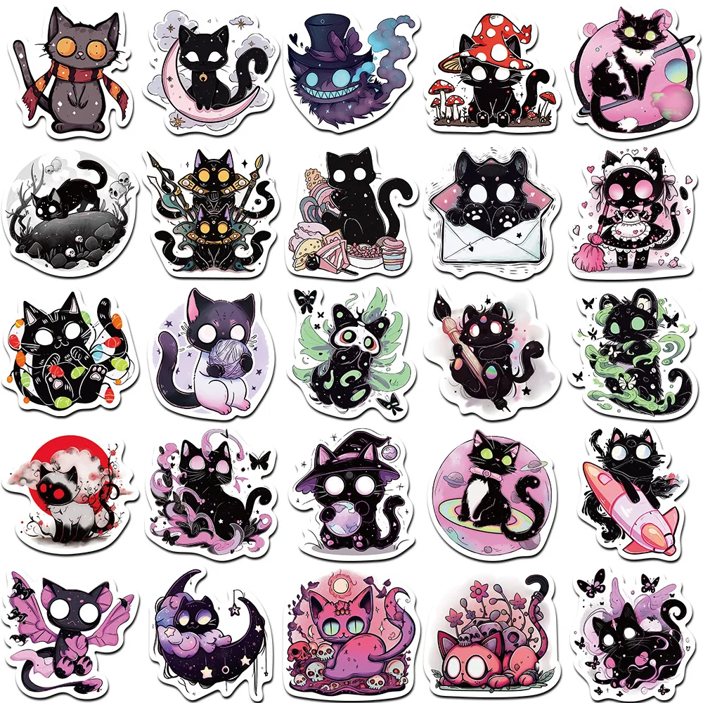 10/30/50pcs Cartoon Dier Horror Soul Cat graffiti Sticker Voor Snowboard Laptop Bagage Auto Koelkast DIY Styling Vinyl