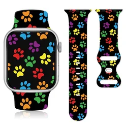 Paw Printed Silicone Strap for Apple Watch 9 8 7 SE 6 Sport Band Replaceable Bracelet for iWatch 38 40 41 42 44 45 49 iWatchband