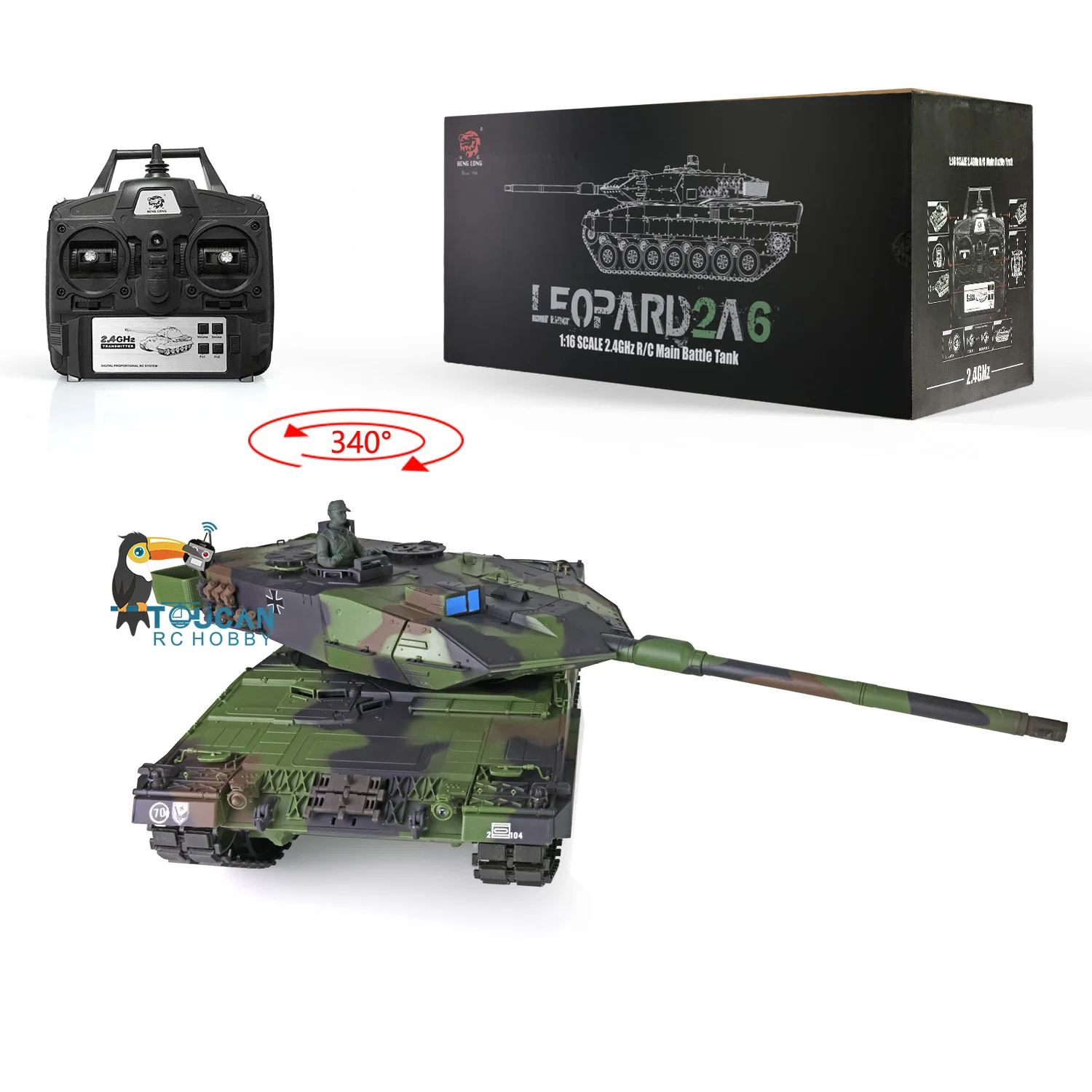 Stock américain Heng Long RC Tank 1/16 7.0 plastique Leopard2A6 RTR modèle 3889 avec effet sonore de fumée pour les collectionneurs