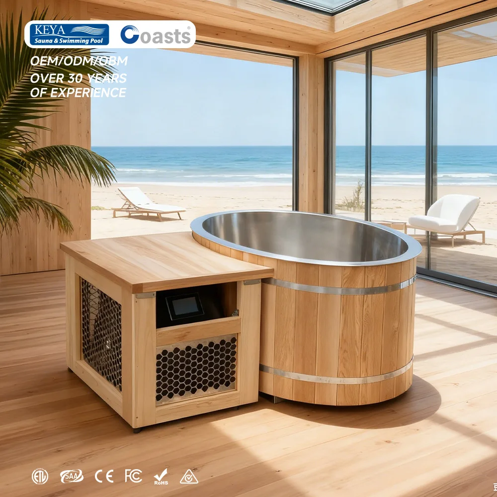 

Coasts Home Spa Red Cedar Cold Plunge Tub Stainless Steel Inside Cold Plunge Ice Bath with Chiller Cold Plunge Pool