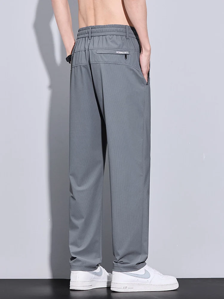 

Kazuki Kuraii Summer Thin Ice Silk Casual Pants Men's Loose Straight Leg New High Elastic Qui Dry Sports Long Trousers Tr...