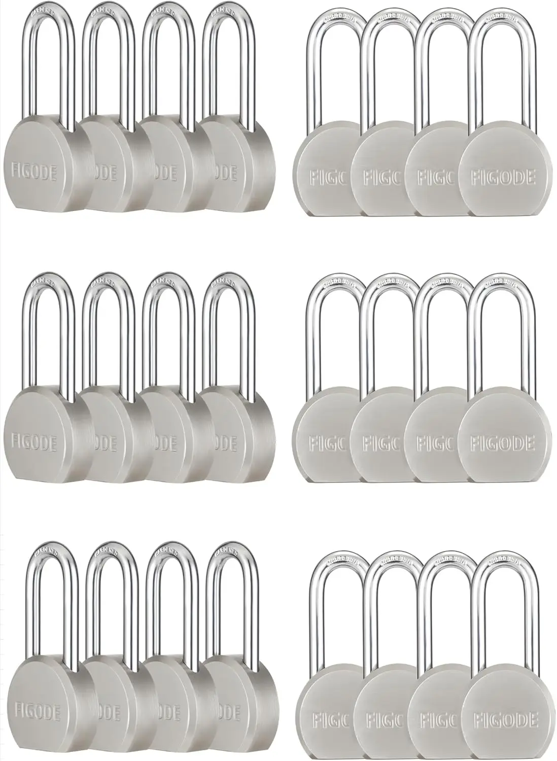 High Security Heavy Duty Solid Steel Keyed Alike Padlocks, Chrome Plated, with 2.2