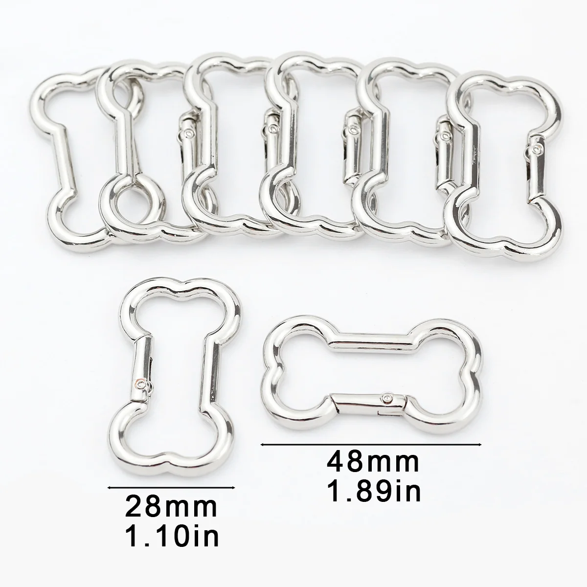 2-5Pcs 28*48mm Bone Carabiner Rings Metal Bags Buckle Dog Collar Spring Hook Keyring Belt Buckles Webbing Strap Connector Ring