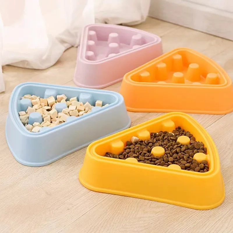 Pet Slow Food Bowl Pizza Shaped Single Bowl Anti-choke Dog Cat Bowl Pomerian Dog Accessories Solid Durable Clean Hygienic