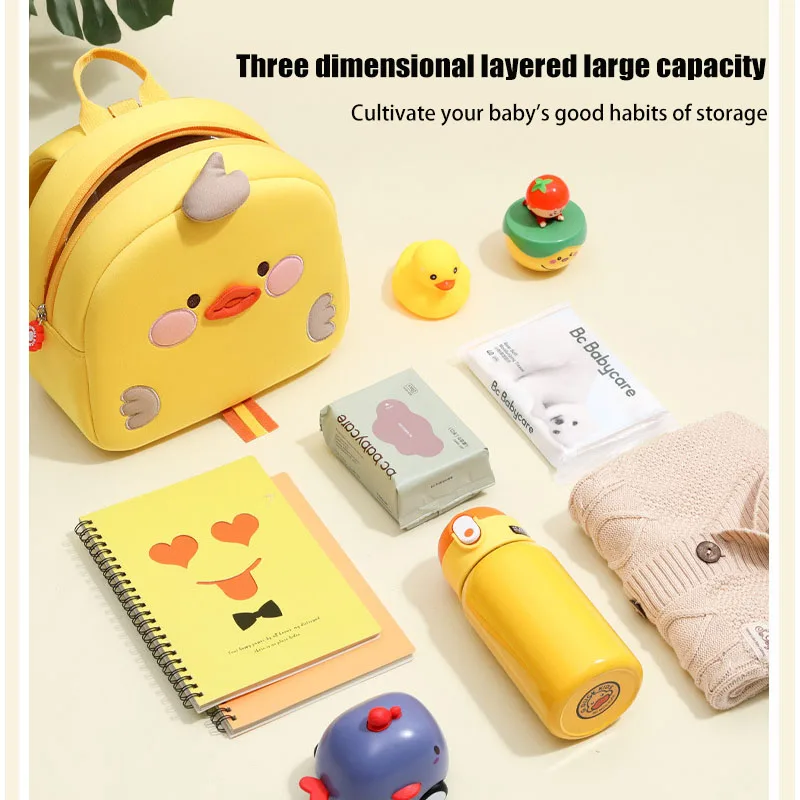 2025 Children's School Bag Cute Dinosaur Little Yellow Duck Rabbit Embroidered Printed Backpack Large Capacity Kids Backpack