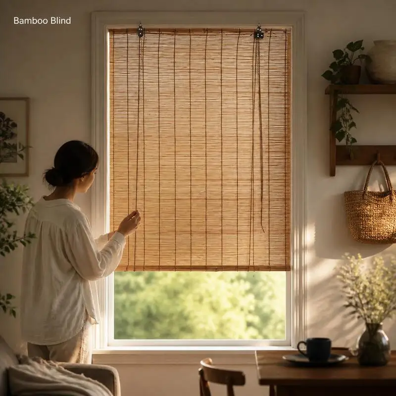 Lot de 2 stores en bambou marron, stores pour fenêtres, balcon et terrasse, protection contre la vue et le soleil, design moderne, montage facile et utilisation polyvalente