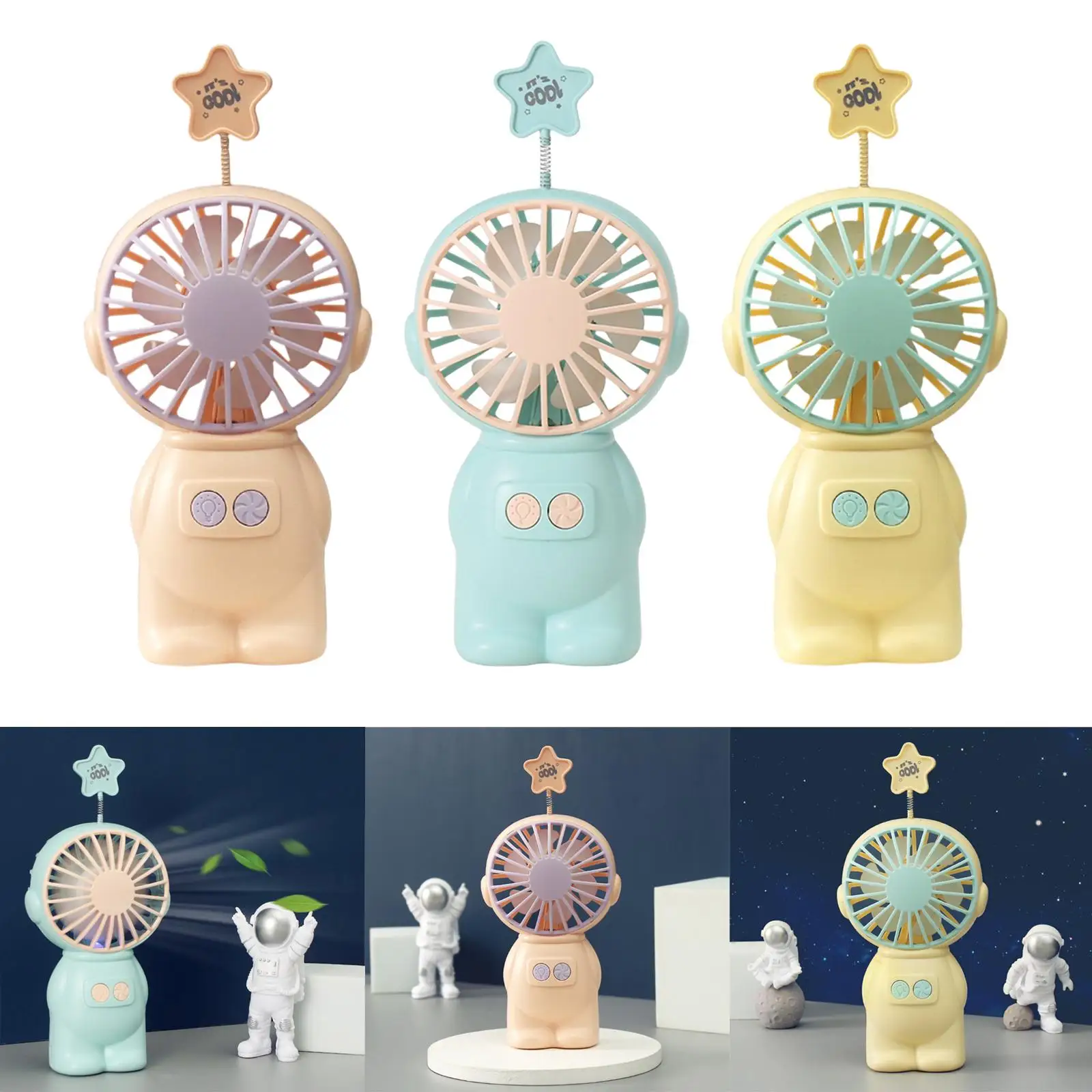 Portable Handheld Fan with 400mAh Battery Operated for Outdoor Travel Office