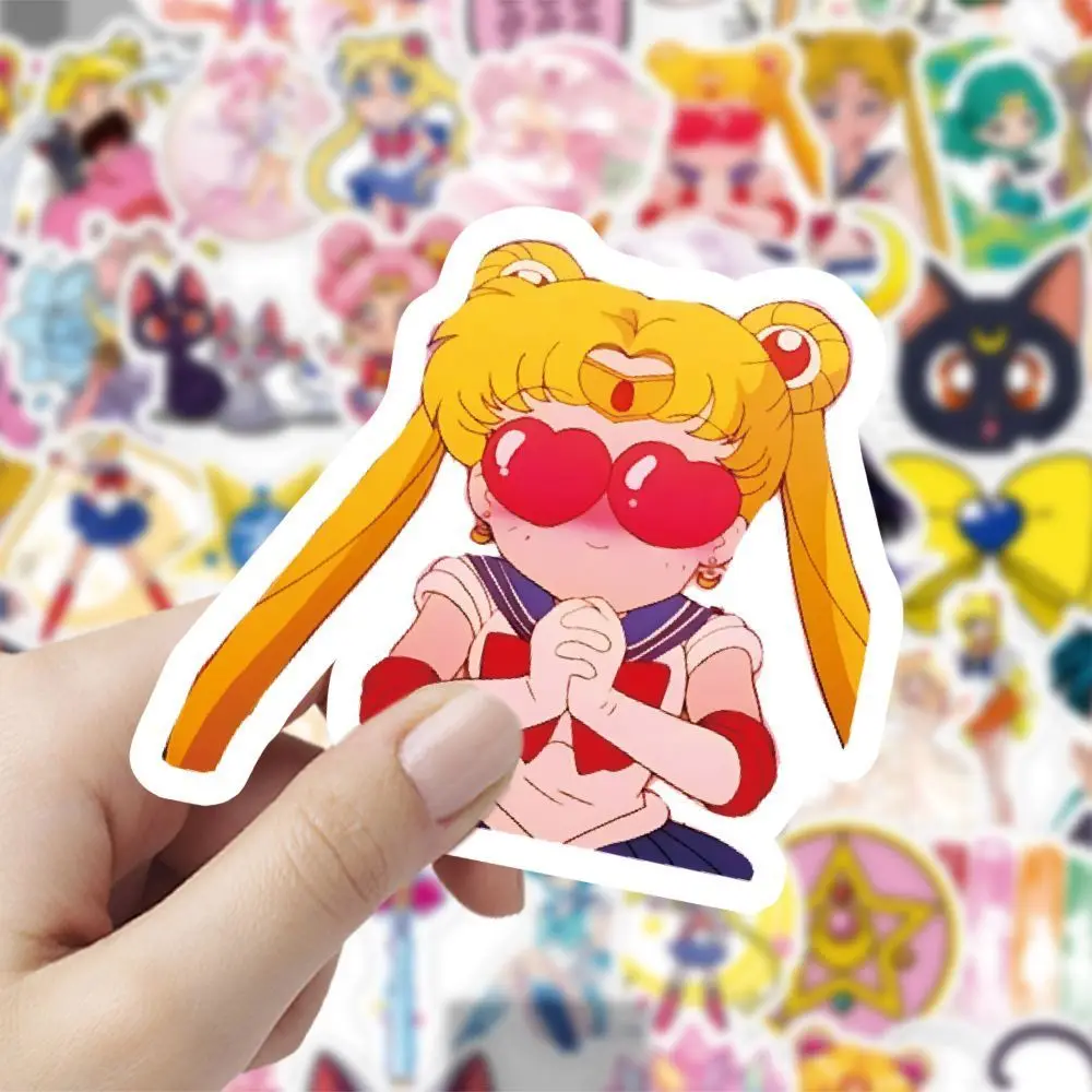 60PCS Cartoon Cute Sailor Moon Notebook Mobile Phone Case Computer Water Cup Refrigerator Guitar Suitcase Sticker Wholesale