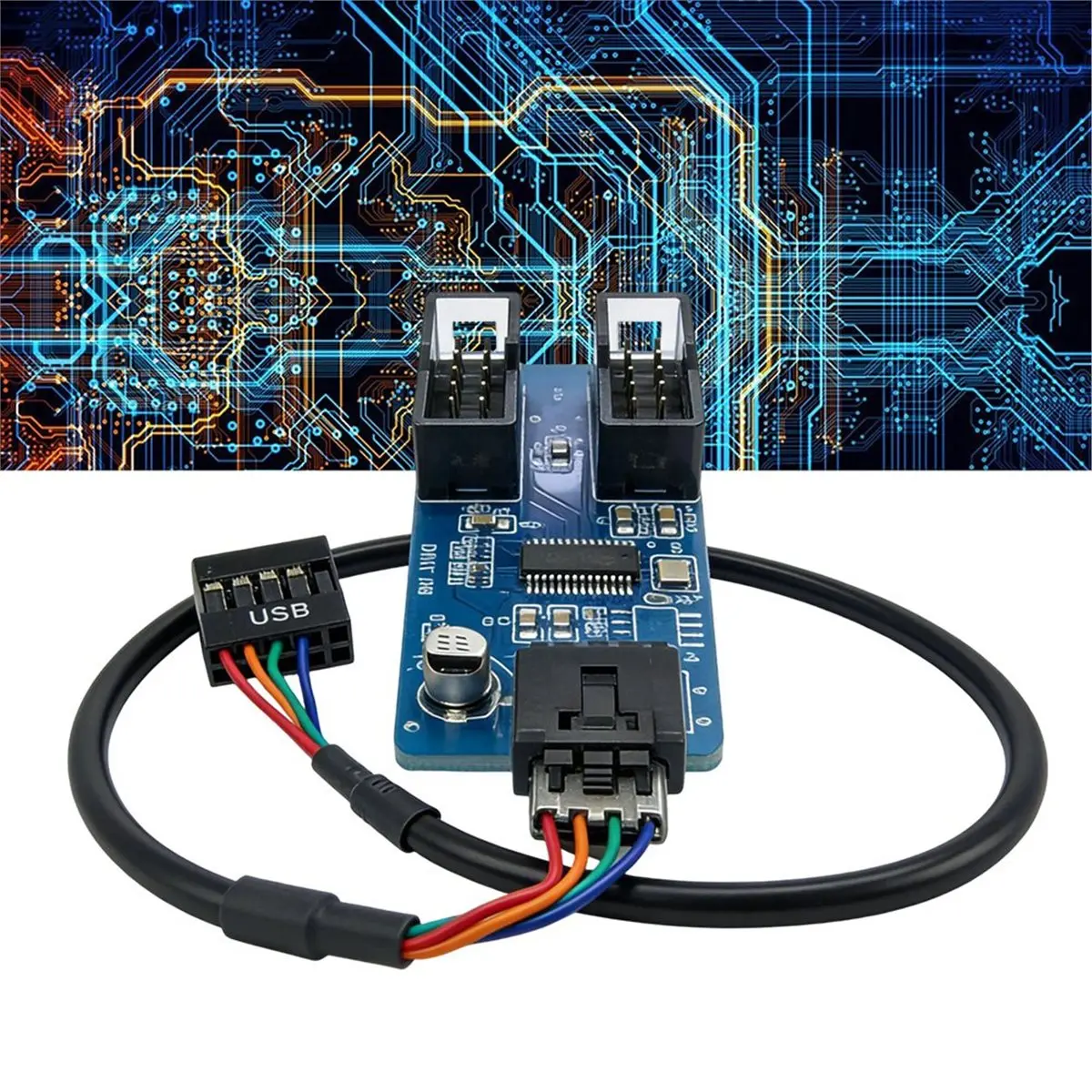 9Pin USB Splitter Expansion Card Male 1 to 2 Female Adapter Riser Board USB2.0 HUB for Desktop Motherboard Header