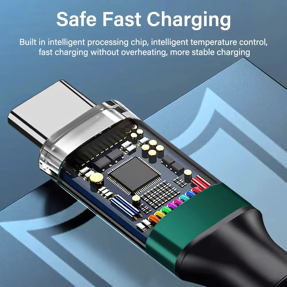 100W Real-time Digital Display Data Cable USB C to Type C Fast Charging Cable for iphone 15 16 17 PRO MAX Xiaomi Samsung S24 S25