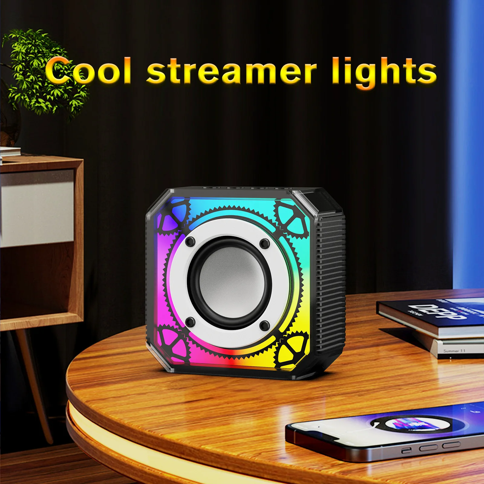 Bluetooth Speaker Color Light with TF Card Outdoor Portable Subwoofer Wireless Multi-function Desktop Mini Mecha Boombox 휴대용스피커