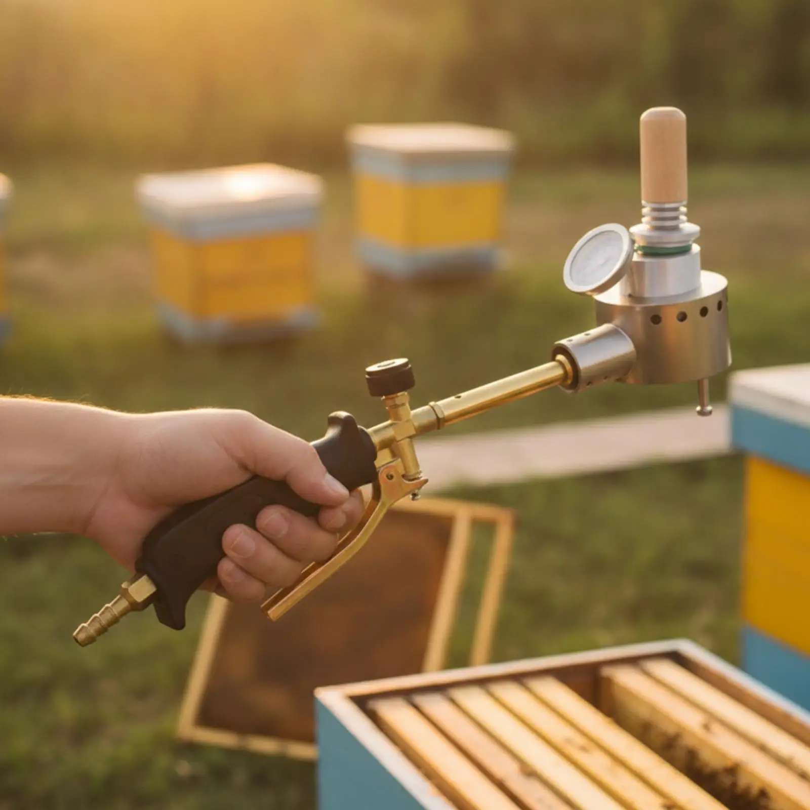 Beehive Oxalic Sublimator Handheld Gas Torch Powered Vaporizer with Brass Tube for Langstroth Frame Hive