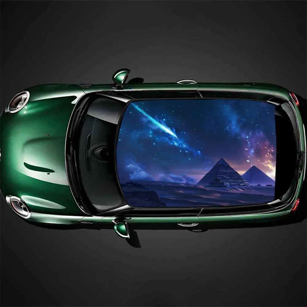 

Пирамида и фиолетовое звездное небо, подарок, сделай сам, автомобильные виниловые обертки, премиальные наклейки на крышу автомобиля из ПВХ, наклейки для внедорожников и фургонов, легко