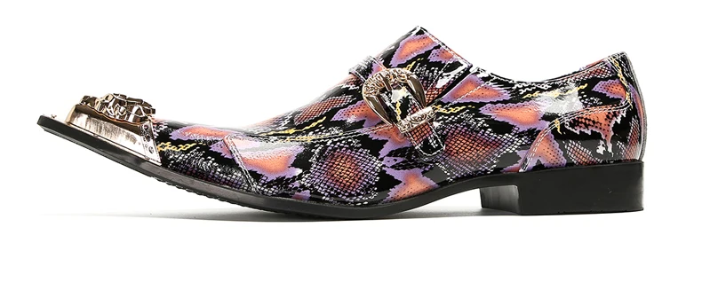 Herrenschuhe aus echtem Pythonleder, formelle Anzugschuhe mit Metallketten-Dekor, luxuriöse Modeschuhe für Frühling und Herbst, Business-Bankett-W – Detail 28