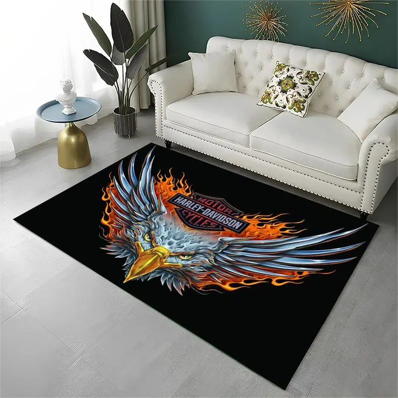 Retro H-Harleys Racing Moto Non-Slip Area Rug for Living Room,Bedroom,Playroom,Soft Carpet Floor Mat Home Decor Rug Kids Room view 4