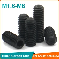 10-100pcs Grade 12.9 Black Plated Carbon Steel M1.6 M2 M2.5 M3 M4 M5 M6 Hex Socket Set Screws Grub Screw