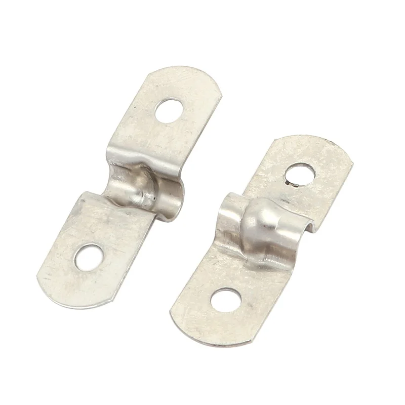 30pcs 5mm Clamping Range 13mm Width Metal Adjustable Hose Clamp Hoop Two Holes U Saddle Hose Tube Pipe Holder Strap Clamp Clip