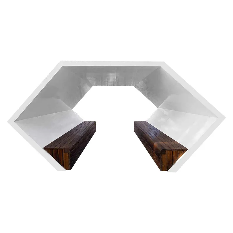 

Outdoor square landscape bench tree pool, park decorative special-shaped chair, creative fiberglass flower pool bench