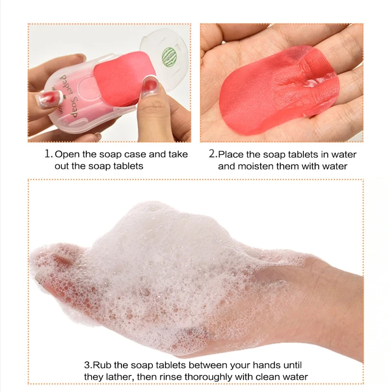Quick-Dissolving Soap Paper Portable Plant Extract Mild Non-Irritating Universal Cleaning Supplies for Home & Outdoor