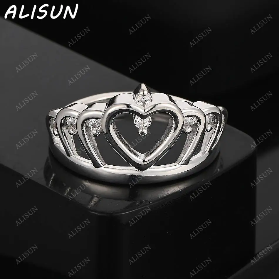 

ALISUN 925 Sterling Silver Size 7-10 Zircons Crown Ring For Women Fashion Jewelry Vintage Grace Charm Noble Party Birthday Gifts