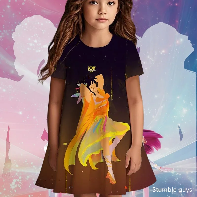 

Детское платье Kpop Demon Hunters Lovely Dress Summer Rumi ‌ Платье принцессы Mira Zoe, одежда для девочек, футболка с мультяшным рисунком