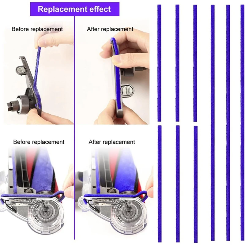 Szczotka wymienna do Dyson V6 V7 V8 V10 V11 miękkie rolki z 9 paskami filcowymi części do odkurzaczy