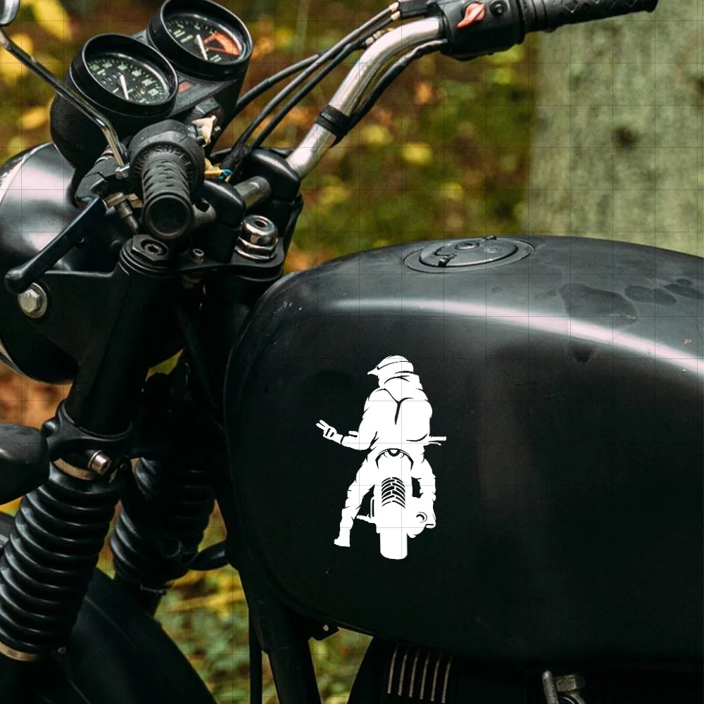 1PC Motorcycle Rider Silhouette Sticker, Waterproof Vinyl Decal for Car Window Helmet Exterior DIY Decor