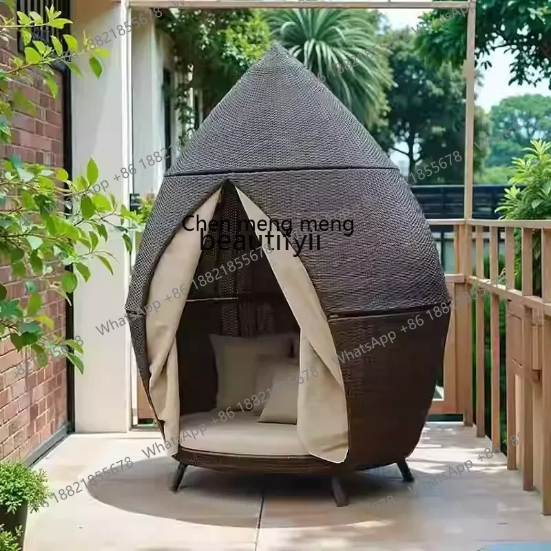 cc182Outdoor rattan bed bed and breakfast garden hotel villa courtyard gazebo round bed sofa
