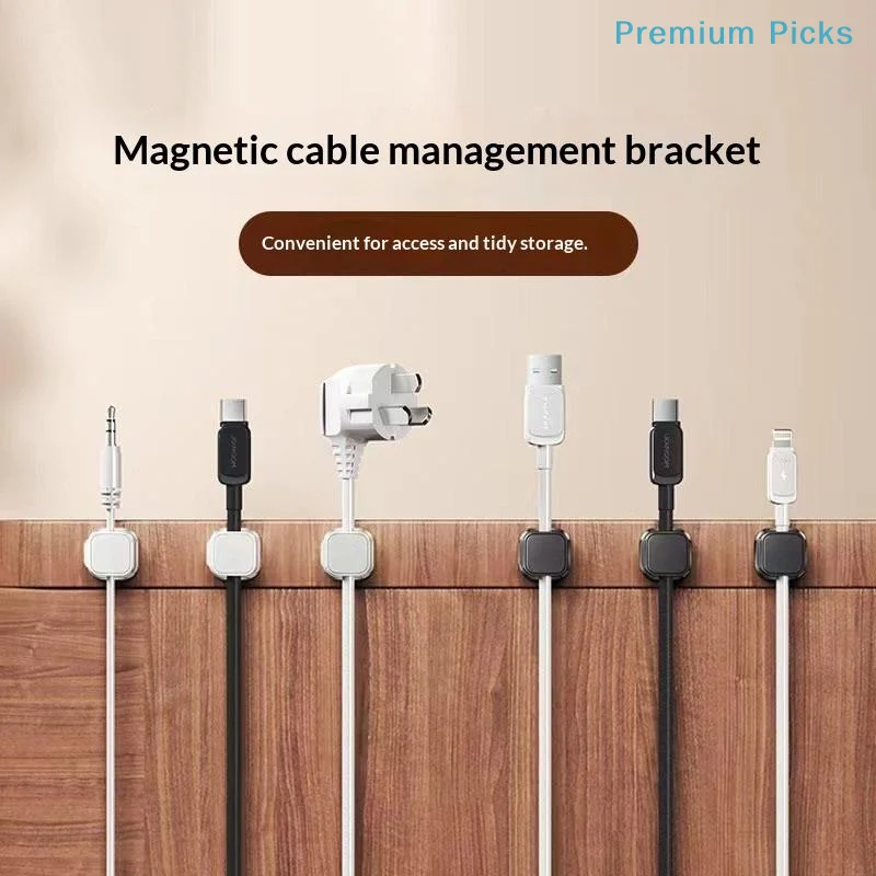 portablePremium Magnetic Adhesive Cable Holder Reusable Wire Keeper Non-Damaging Cord Clip for Home Office Car Dashboard