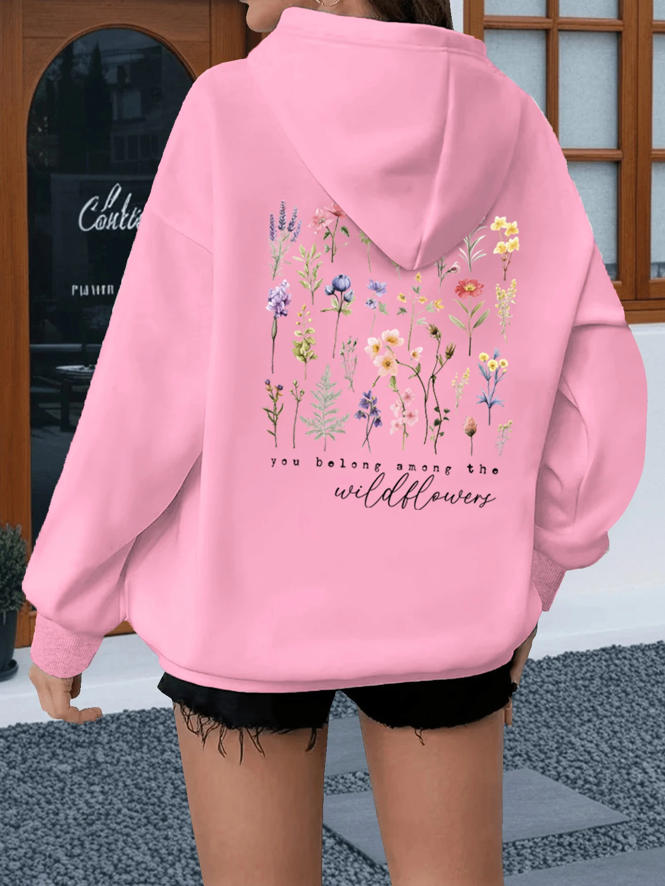 Bohemian Floral Wildflower Print Hoodies Vintage Christianity Women's Clothing Autumn Long Sleeve Motivational Quotes Hoody #1