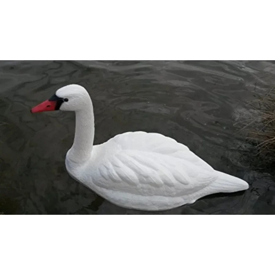 Pond H2O full-size floating white mute swan decoys for outdoor waterfowl hunting, durable PVC material, pure white color, reali