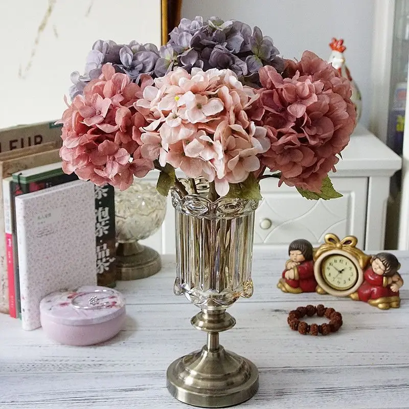 Artificial Flowers Vintage Hydrangea Vase Christmas Home Festival Decorations Wedding Bridal Hot selling high quality Diy Gifts