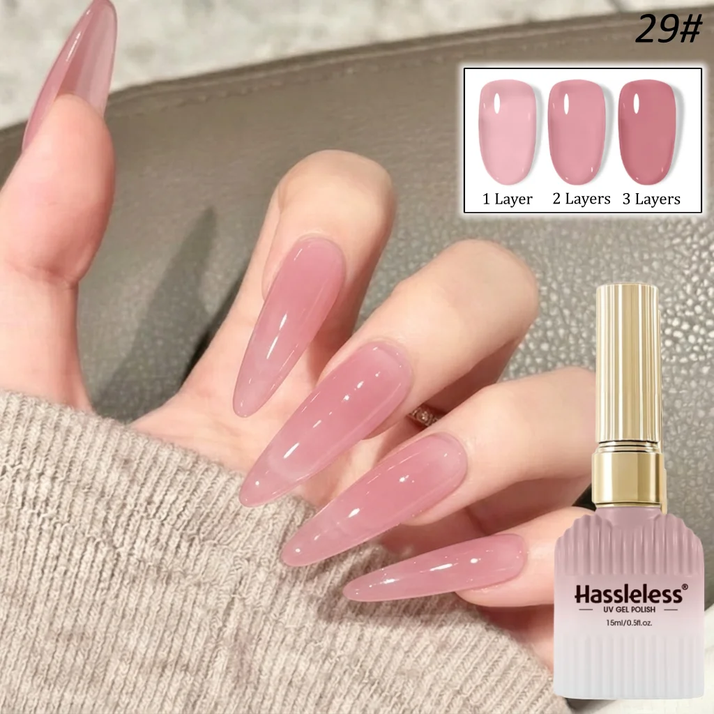 Mühelos # 29 Icy Sheer Bean Paste Jelly UV-Gel, Sommer Nude Pink hautfreundlicher, lichtaushärtender Nagellack für den täglichen Gebrauch
