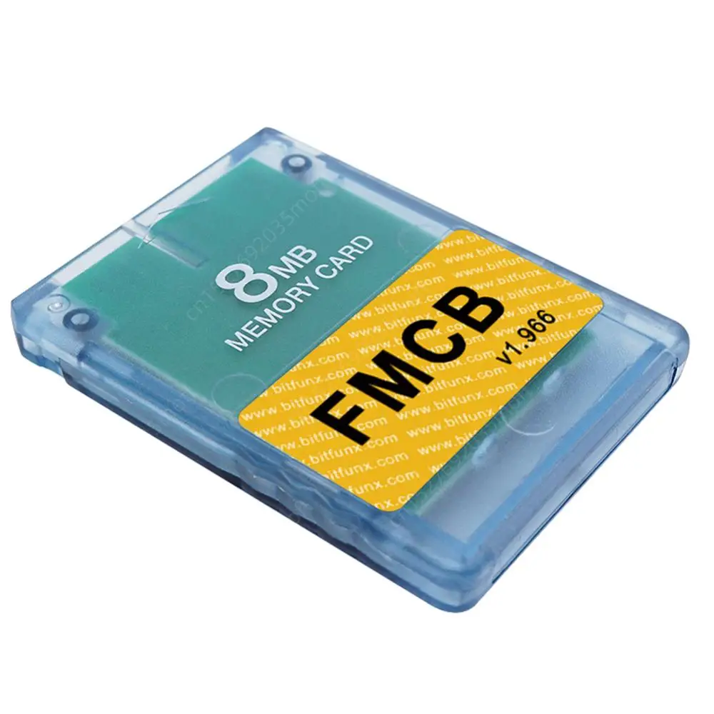 بطاقة ذاكرة الألعاب قذيفة شفافة ، 8 ميغابايت ، 16 ميغابايت ، 32 ميغابايت ، 64 ميغابايت ، OPL Free Mcboot ، V1.966 بطاقة ذاكرة لـ PS2 FMCB