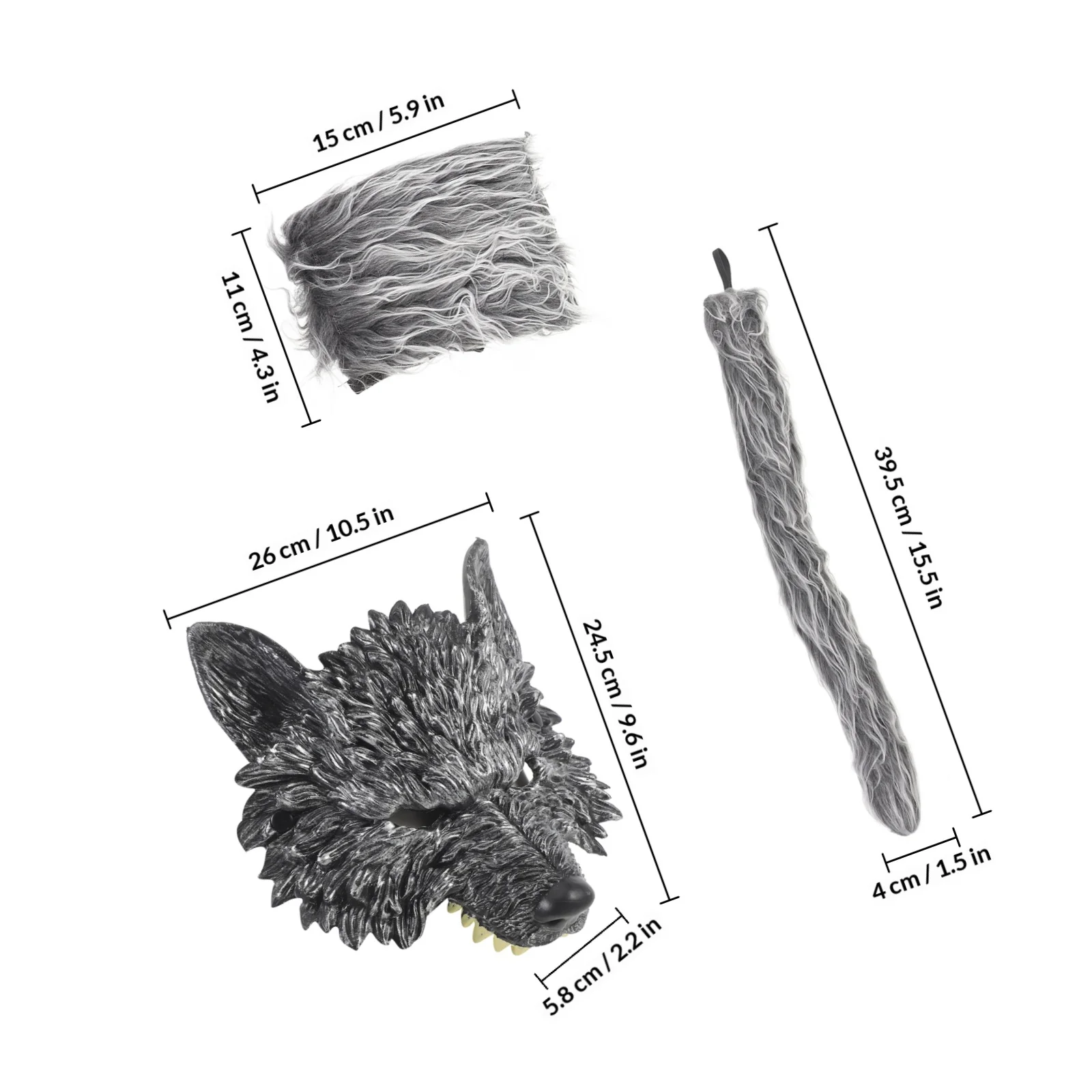 ชุดคอสเพลย์หมาป่า 1 ชุด ประกอบด้วยหน้ากาก ถุงมือ หาง ชุดสัตว์ สำหรับงานปาร์ตี้ งานเทศกาล การแสดง ชุดคอสเพลย์หมาป่า หน้ากากตกแต่ง