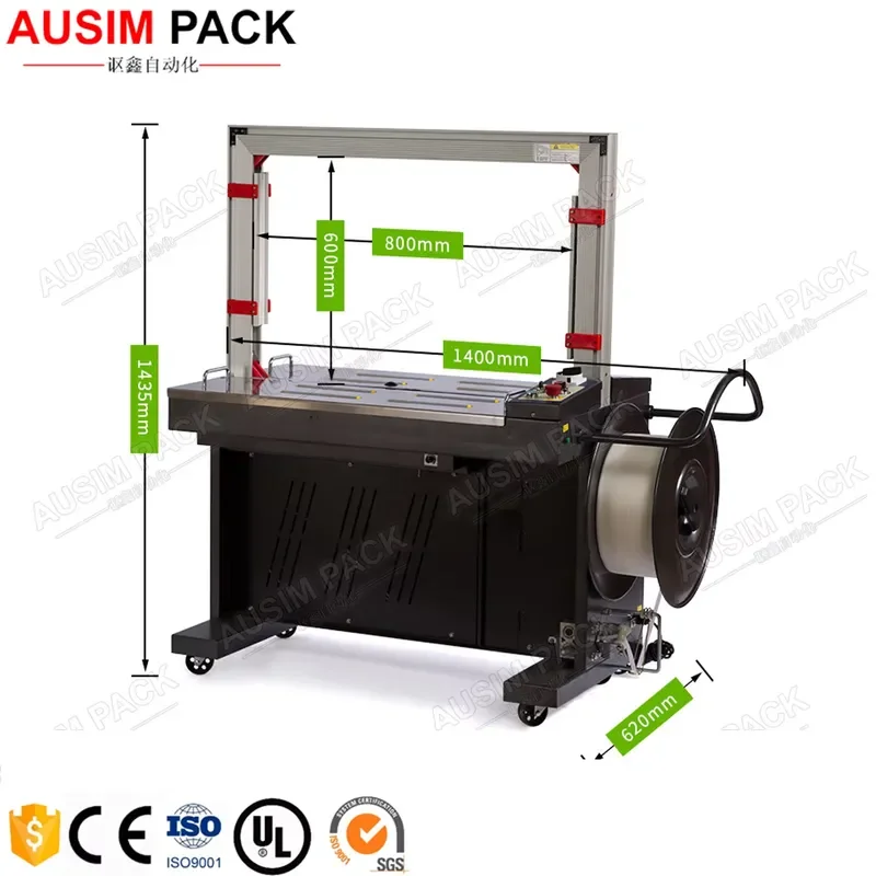 High Platform Strapping Machine PP Belt Cardboard Box Carton Strapping Machine for Food Case Packaging Plastic Material