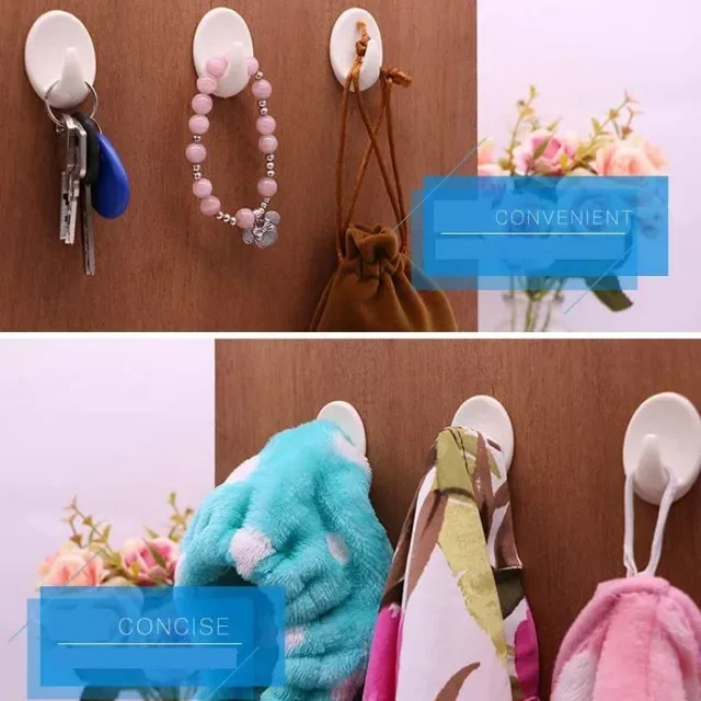 20/10pcsHook White Plastic Hook Kitchen Bathroom Sticky Holder Wall Door Hook White Plastic Oval Self Adhesive Hanger