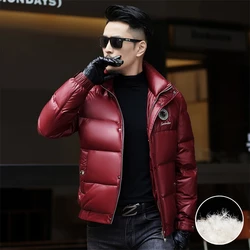 90% White Duck Down Down Jacket With Black Glossy Face For Men Large Size Jacket with Hood and Thickened Bread Jacket Warm Coats