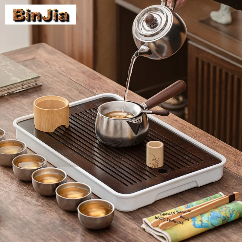Pure Titanium Tea Set Complete Set Luxury Tea Ceremony Set Tea Making Teapot And Tea Cup Set Chinese Tea Set Supplies Craft