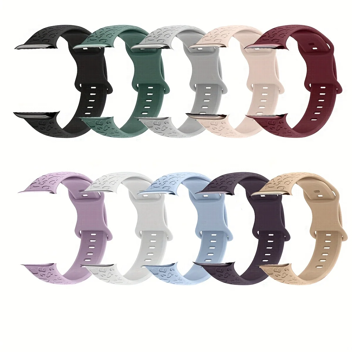 10pcs/Set Leopard Engraved Waterproof Sport Apple Watch Bands Compatible with 38mm-49mm Sizes Cheetah Design