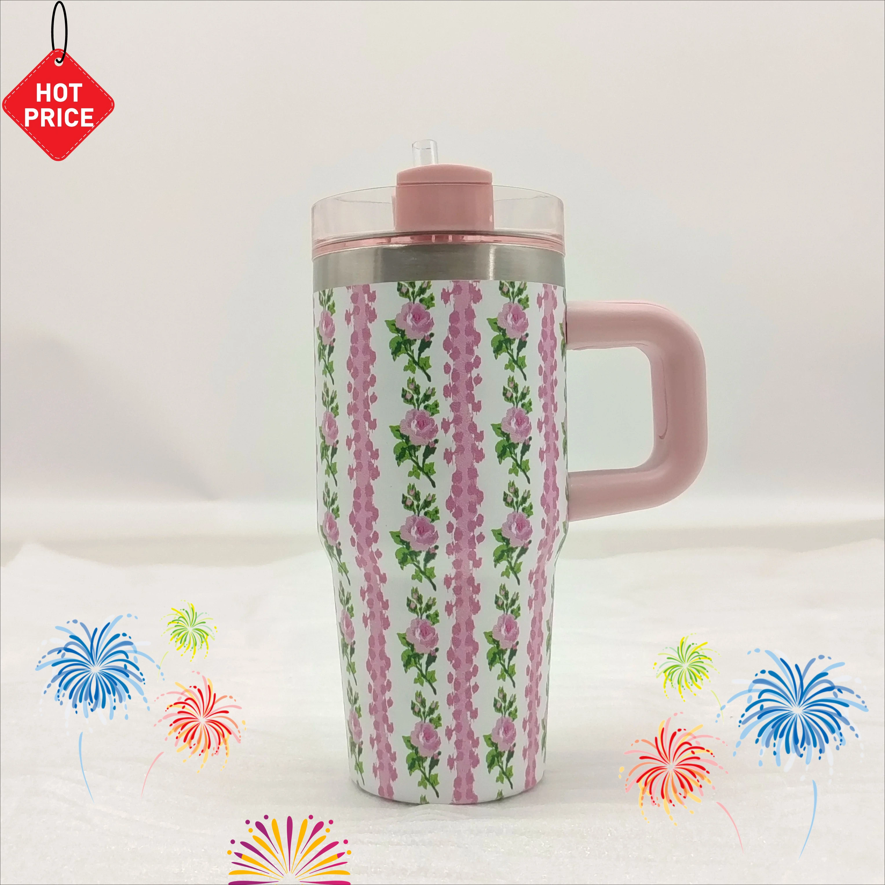 

14oz 304 Stainless Steel Insulated Car Cup – Travel Tumbler w/Handle Straw Lid, Cold Retention, Vehicle/Office/Gifts